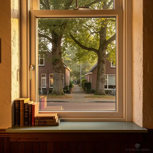 Interieur woning in Borne met uitzicht door kunststof kozijnen op groene woonstraat