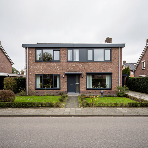 Twee-onder-een-kapwoning Hengelo met strakke antraciet grijze kunststof kozijnen