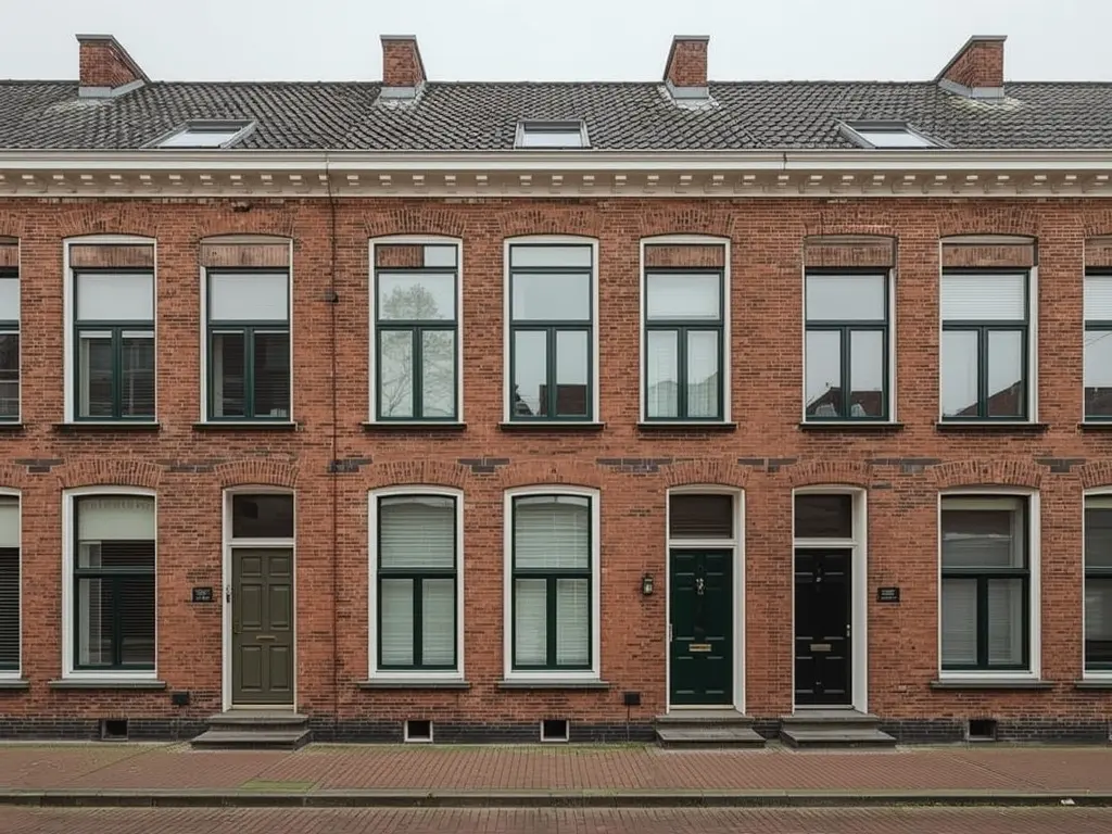 Arbeiderswoning Almelo Aalderinkshoek met nieuwe witte kunststof kozijnen rode baksteen gevel