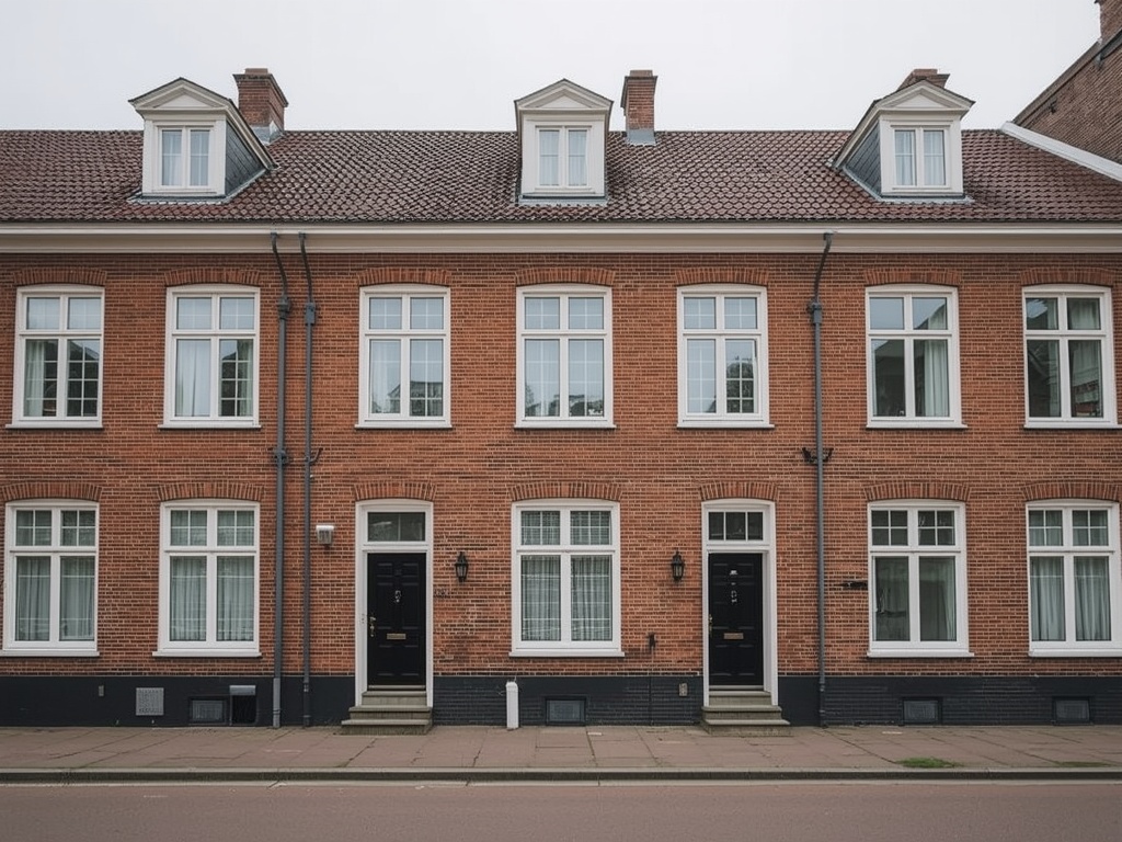 Arbeiderswoning Borne met nieuwe witte kunststof kozijnen en rode bakstenen gevel