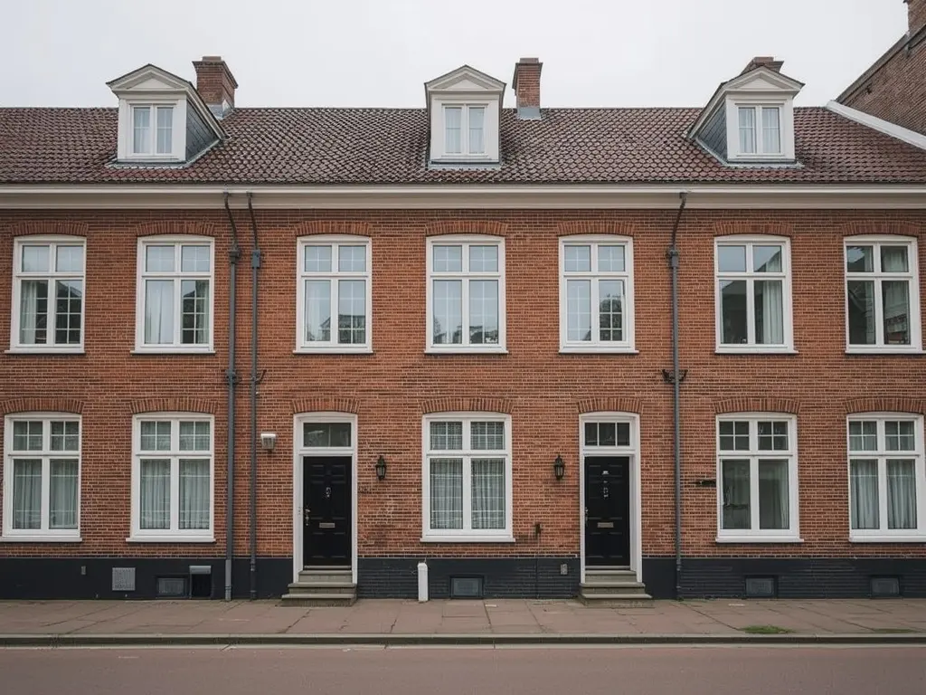 Arbeiderswoning Borne met nieuwe witte kunststof kozijnen en rode bakstenen gevel