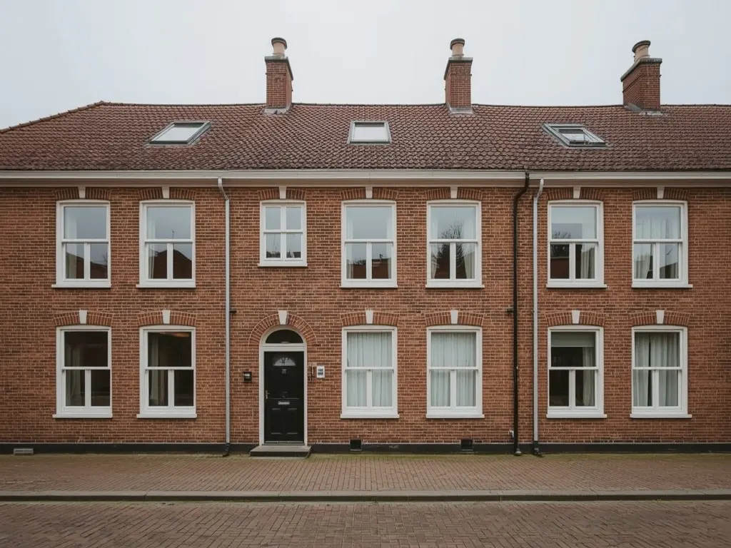 Vrijstaande woning in Denekamp met nieuwe witte kunststof kozijnen en een gemetselde gevel van rode baksteen