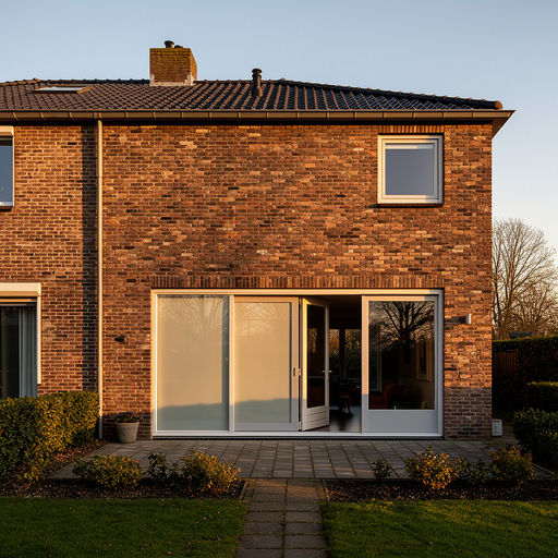 Witte kunststof hefschuifpui met HR++ glas in een rijtjeswoning in Enschede