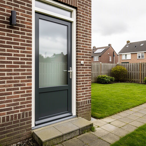 Monteur plaatst een kunststof achterdeur bij een woning in Enschede