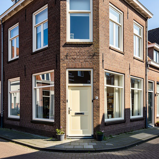 Kunststof voordeur aan de voorgevel van een woning in Enschede