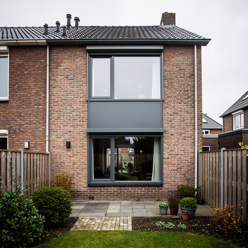 Antraciet kunststof kozijnen aan een gerenoveerd jaren 30-huis